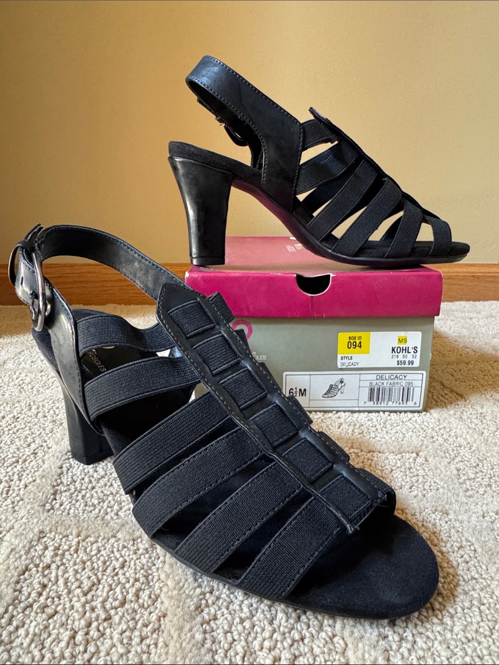 A2 by Aerosoles Delicacy Black Strappy Heeled Sandals - Women
